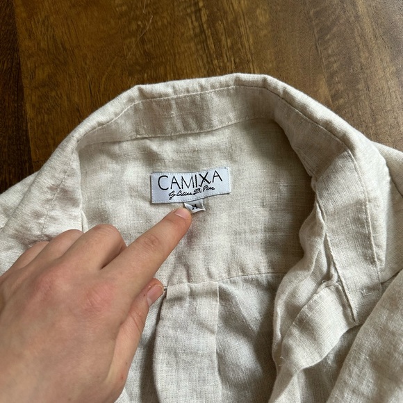 100% linen 3/4 sleeve button down shirt - Picture 11 of 11